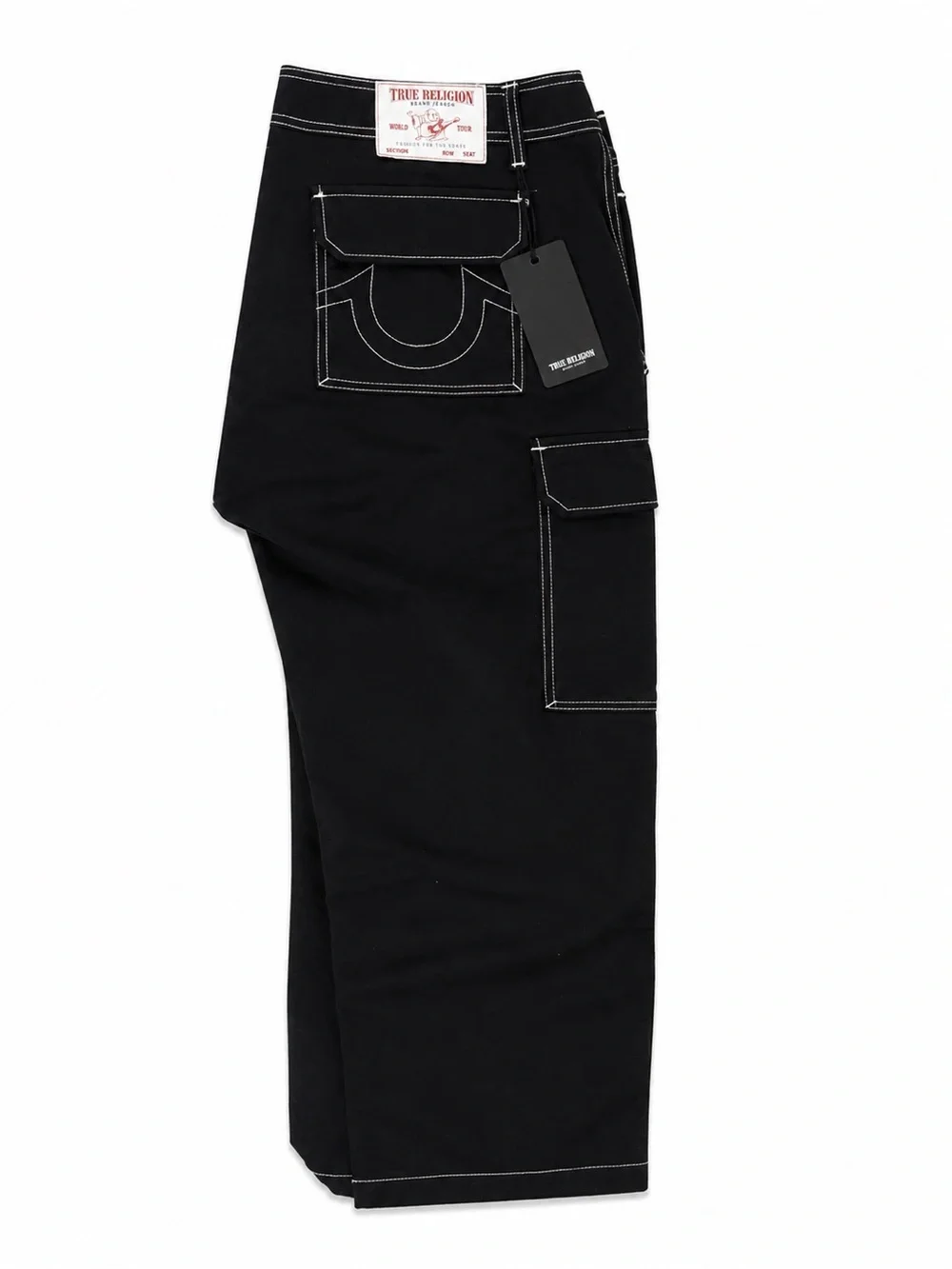 True Religion Cargo Pants Black White Stitch Men’s Size 36 New With Tags